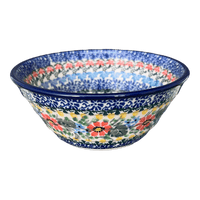 A picture of a Polish Pottery Ridged 5.5" Bowl (Hummingbird Bouquet) | A696-U3357 as shown at PolishPotteryOutlet.com/products/5-5-bowl-hummingbird-bouquet-a696-u3357