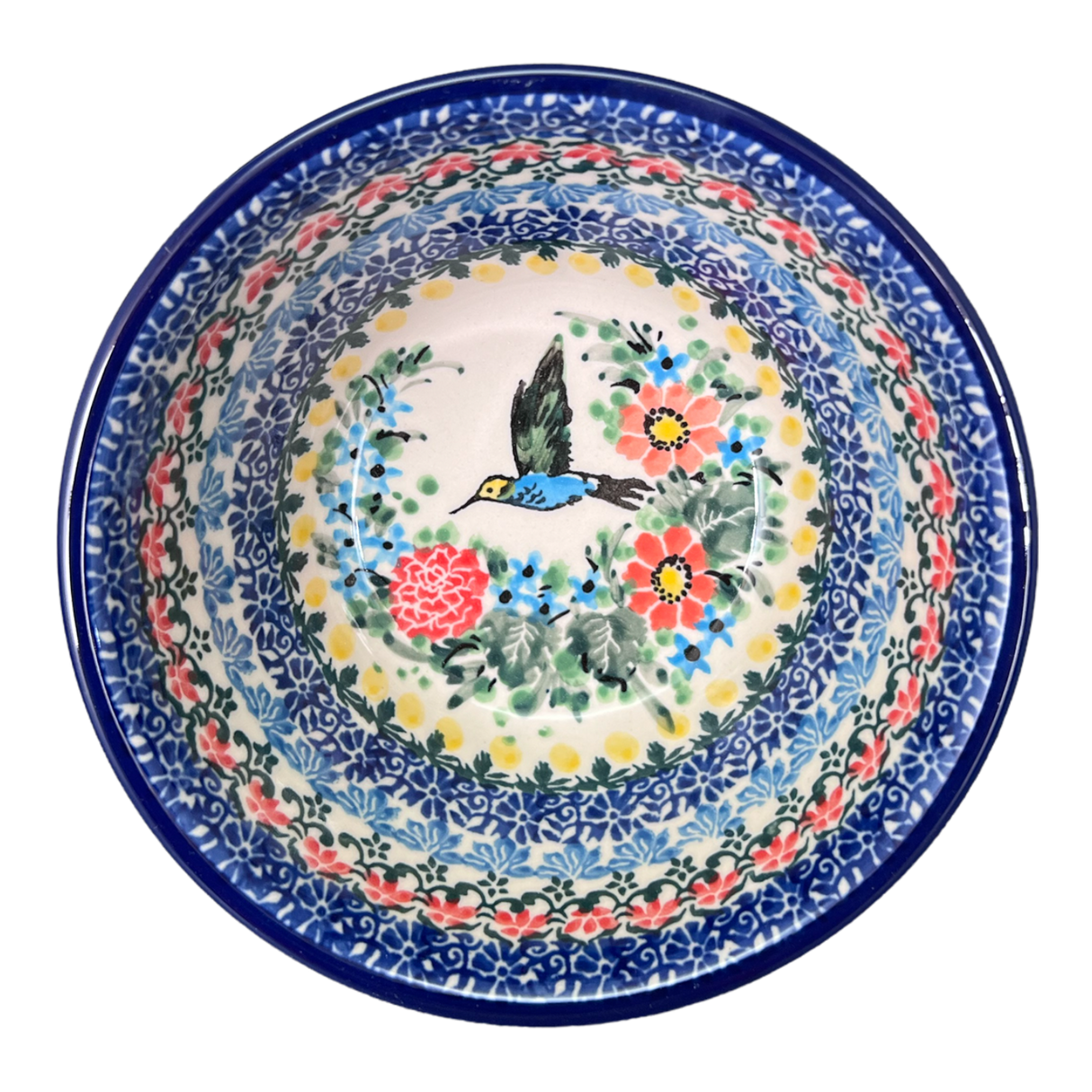 Bowl, Round, Ridged, 5.5" in "Hummingbird Bouquet" by Ceramika Artystyczna | A696-U3357