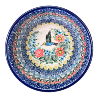 A picture of a Polish Pottery Ridged 5.5" Bowl (Hummingbird Bouquet) | A696-U3357 as shown at PolishPotteryOutlet.com/products/5-5-bowl-hummingbird-bouquet-a696-u3357