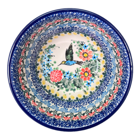 Polish Pottery Ridged 5.5" Bowl (Hummingbird Bouquet) | A696-U3357 Additional Image at PolishPotteryOutlet.com
