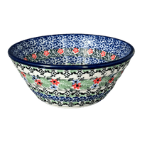 A picture of a Polish Pottery Ridged 5.5" Bowl (Lily Bouquet) | A696-U3683 as shown at PolishPotteryOutlet.com/products/ridged-5-5-bowl-lily-bouquet-a696-u3683