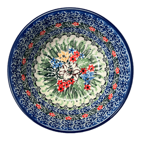 Polish Pottery Ridged 5.5" Bowl (Lily Bouquet) | A696-U3683 Additional Image at PolishPotteryOutlet.com