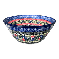 A picture of a Polish Pottery Ridged 5.5" Bowl (Beautiful Bouquet) | A696-U4616 as shown at PolishPotteryOutlet.com/products/copy-of-5-5-bowl-beautiful-bouquet-a696-u4616