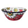 Polish Pottery Ridged 5.5" Bowl (Regal Daisies - Red) | A696-U4725 at PolishPotteryOutlet.com