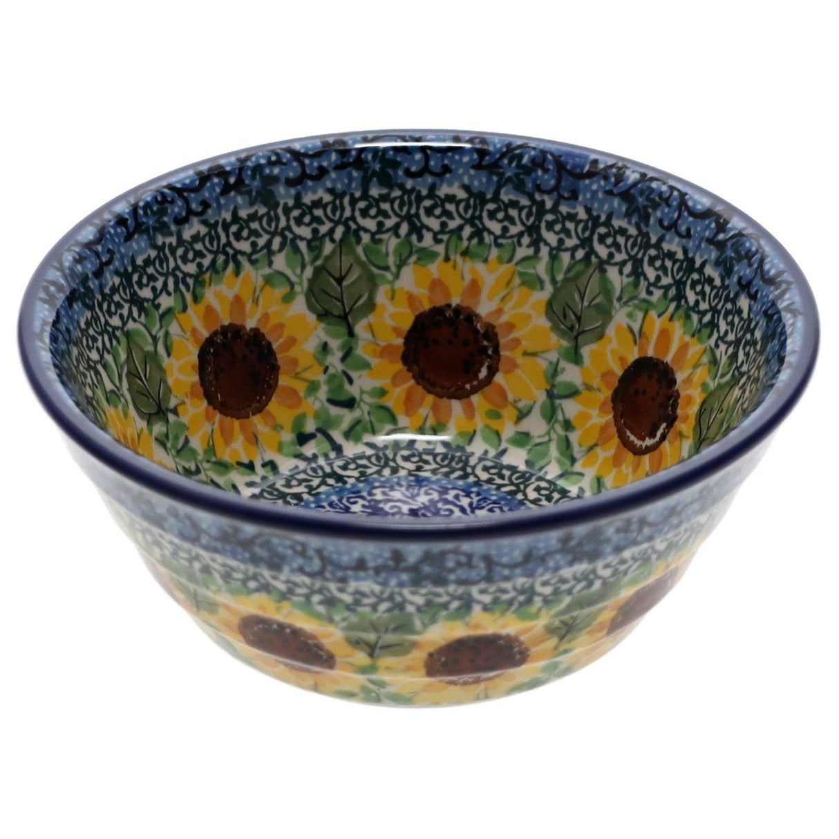 Bowl, Round, Ridged, 5.5" in "Sunflowers" by Ceramika Artystyczna | A696-U4739