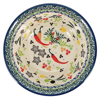 A picture of a Polish Pottery Ridged 5.5" Bowl (Spice of Life) | A696-U4843 as shown at PolishPotteryOutlet.com/products/5-5-bowl-spice-of-life