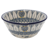 A picture of a Polish Pottery Ridged 5.5" Bowl (Lone Owl) | A696-U4872 as shown at PolishPotteryOutlet.com/products/5-5-bowl-lone-owl