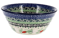 A picture of a Polish Pottery Ridged 5.5" Bowl (Perennial Bouquet) | A696-U4968 as shown at PolishPotteryOutlet.com/products/5-5-bowl-perennial-bouquet-a696-u4968