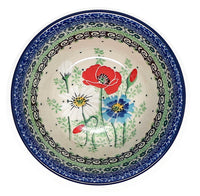 A picture of a Polish Pottery Ridged 5.5" Bowl (Perennial Bouquet) | A696-U4968 as shown at PolishPotteryOutlet.com/products/5-5-bowl-perennial-bouquet-a696-u4968