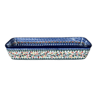A picture of a Polish Pottery Extra Long Bread Baker (Feathered Friends) | A784-U2649 as shown at PolishPotteryOutlet.com/products/extra-long-bread-baker-feathered-friends-a784-u2649