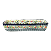 A picture of a Polish Pottery Extra Long Bread Baker (White Cosmos) | A784-U4813 as shown at PolishPotteryOutlet.com/products/extra-long-bread-baker-white-cosmos-a784-u4813