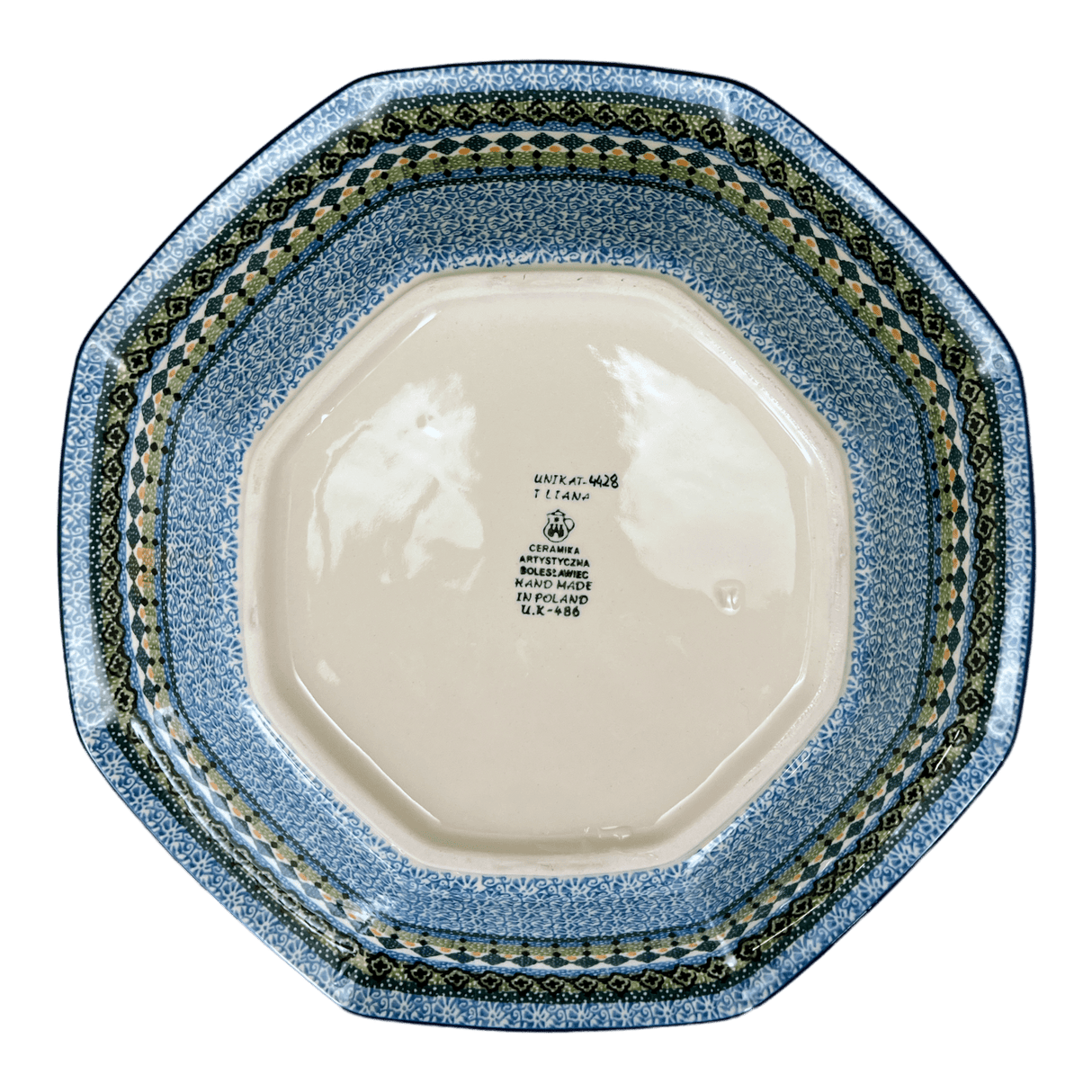 Fluted Bowl, 13.5" in "Aztec Blues" by Ceramika Artystyczna | A801-U4428