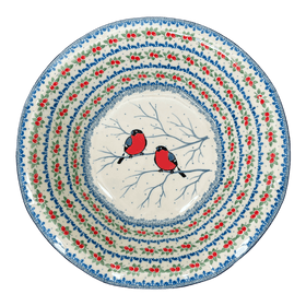 Polish Pottery CA 13.5" Fluted Bowl (Bullfinch Berries) | A801-U4917 Additional Image at PolishPotteryOutlet.com