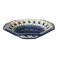 A picture of a Polish Pottery CA 13.5" Fluted Bowl (Frog Prince) | A801-U9969 as shown at PolishPotteryOutlet.com/products/13-5-fluted-bowl-frog-prince-a801-u9969