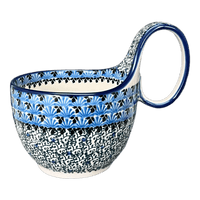 A picture of a Polish Pottery Loop Handle Bowl (Shell Game) | A845-2160X as shown at PolishPotteryOutlet.com/products/loop-handle-bowl-shell-game-a845-2160x