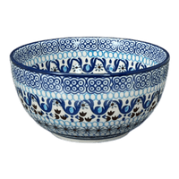 A picture of a Polish Pottery Deep 5.5" Bowl (Blue Ribbon) | A986-1026X as shown at PolishPotteryOutlet.com/products/deep-5-5-bowl-blue-ribbon-a986-1026x