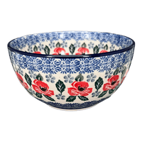 A picture of a Polish Pottery Deep 5.5" Bowl (Rosie's Garden) | A986-1490X as shown at PolishPotteryOutlet.com/products/5-5-bowl-rosies-garden-a986-1490x