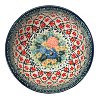 A picture of a Polish Pottery Bowl, Round, Deep, 5.5" in "Garden Trellis" by Ceramika Artystyczna | A986-U2123 as shown at PolishPotteryOutlet.com/products/deep-5-5-bowl-garden-trellis-a986-u2123