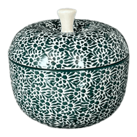 A picture of a Polish Pottery Apple Baker (Going Green) | AA38-1885Q as shown at PolishPotteryOutlet.com/products/apple-baker-going-green-aa38-1885q