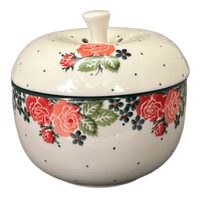 A picture of a Polish Pottery Apple Baker (Classic Rose) | AA38-2120Q as shown at PolishPotteryOutlet.com/products/apple-baker-classic-rose-aa38-2120q