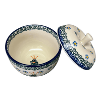 A picture of a Polish Pottery Apple Baker (Frog Prince) | AA38-U9969 as shown at PolishPotteryOutlet.com/products/apple-baker-frog-prince-aa38-u9969