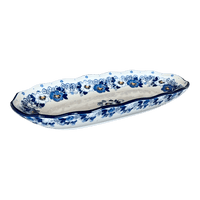A picture of a Polish Pottery Ornate Server/Baker (Dusty Anemone) | AA42-2221X as shown at PolishPotteryOutlet.com/products/ornate-server-baker-dusty-anemone-aa42-2221x