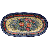 A picture of a Polish Pottery Ornate Server/Baker (Beautiful Bouquet) | AA42-U4616 as shown at PolishPotteryOutlet.com/products/ornate-server-baker-u4616-u3