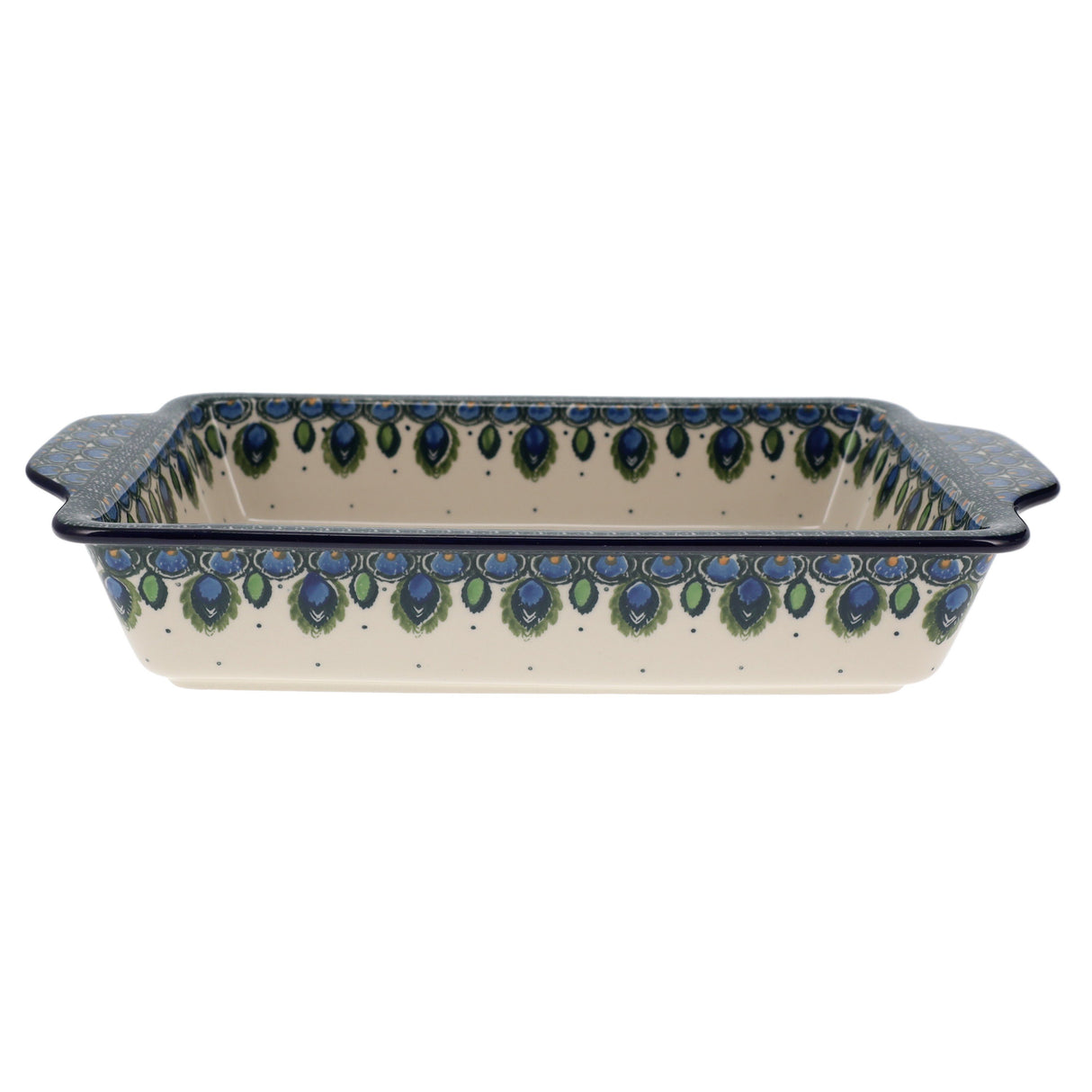 Casserole, Rectangular, Handles, 13" x 8" in "Peacock Plume" by Ceramika Artystyczna | AA59-2218X