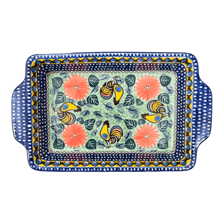 Casserole, Rectangular, Handles, 13" x 8" in "Regal Roosters" by Ceramika Artystyczna | AA59-U2617