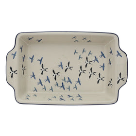 Polish Pottery Rectangular Casserole W/Handles (Birds of a Feather) | AA59-U4832 Additional Image at PolishPotteryOutlet.com