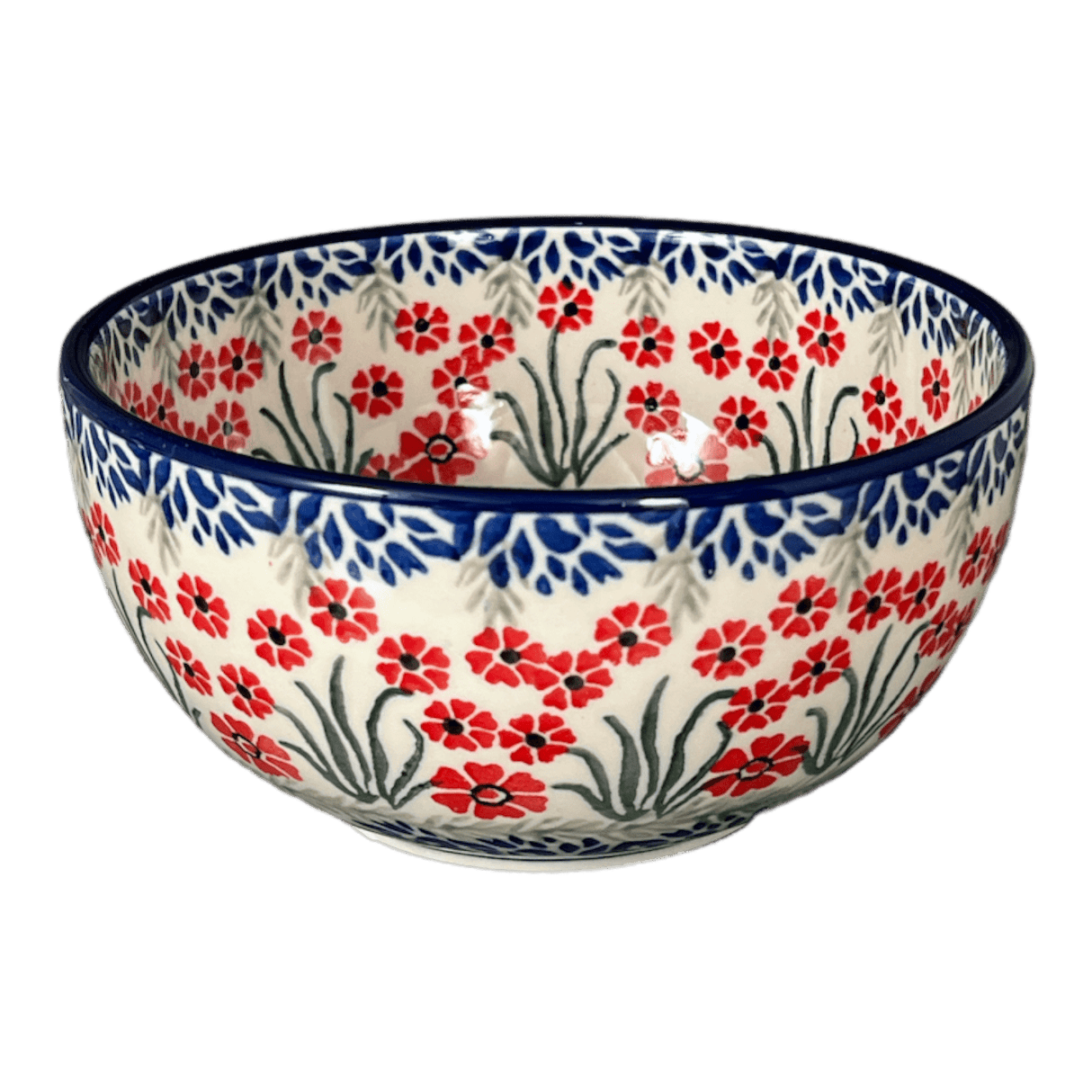 Bowl, Round, Deep, 6.25" in "Red Aster" by Ceramika Artystyczna | AC37-1435X