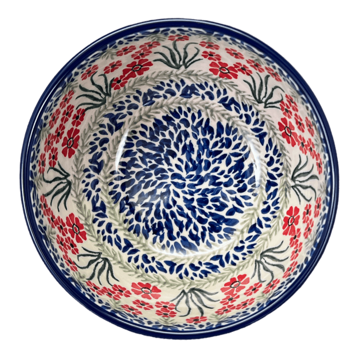 Bowl, Round, Deep, 6.25" in "Red Aster" by Ceramika Artystyczna | AC37-1435X