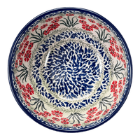 A picture of a Polish Pottery Deep 6.25" Bowl (Red Aster) | AC37-1435X as shown at PolishPotteryOutlet.com/products/deep-6-25-bowl-red-aster-ac37-1435x