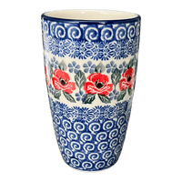 A picture of a Polish Pottery CA 14 oz. Tumbler (Rosie's Garden) | AC53-1490X as shown at PolishPotteryOutlet.com/products/14-oz-tumbler-rosies-garden-ac53-1490x