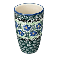 A picture of a Polish Pottery CA 14 oz. Tumbler (Clematis) | AC53-1538X as shown at PolishPotteryOutlet.com/products/14-oz-tumbler-clematis-ac53-1538x