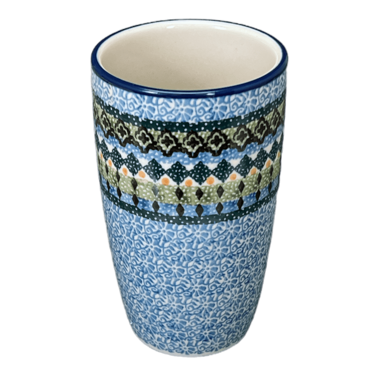 Tumbler, 14 oz in "Aztec Blues" by Ceramika Artystyczna | AC53-U4428