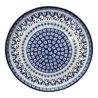 A picture of a Polish Pottery Round Tray (Blue Ribbon) | AE93-1026X as shown at PolishPotteryOutlet.com/products/round-tray-blue-ribbon-ae93-1026x