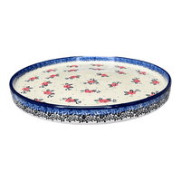 A picture of a Polish Pottery Round Tray (Wild Rose) | AE93-1525X as shown at PolishPotteryOutlet.com/products/round-tray-wild-rose-ae93-1525x