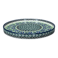 A picture of a Polish Pottery Round Tray (Clematis) | AE93-1538X as shown at PolishPotteryOutlet.com/products/round-tray-clematis-ae93-1538x