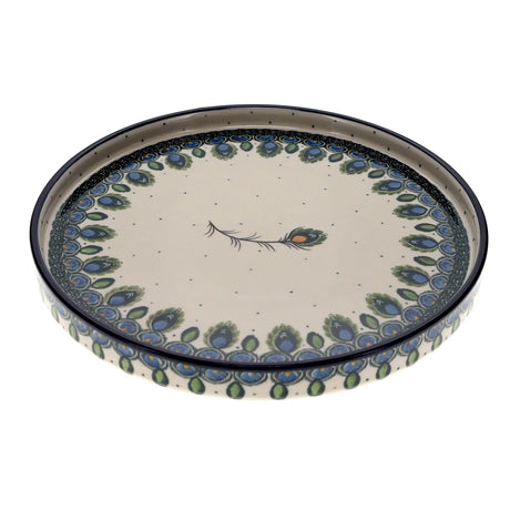 Tray, Round, 10" in "Peacock Plume" by Ceramika Artystyczna | AE93-2218X