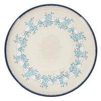 A picture of a Polish Pottery Round Tray (Lovebirds) | AE93-2323X as shown at PolishPotteryOutlet.com/products/round-tray-lovebirds