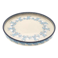 A picture of a Polish Pottery Round Tray (Lovebirds) | AE93-2323X as shown at PolishPotteryOutlet.com/products/round-tray-lovebirds