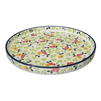 A picture of a Polish Pottery Round Tray (Floral Trio) | AE93-2376X as shown at PolishPotteryOutlet.com/products/round-tray-floral-trio-ae93-2376x