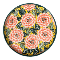 A picture of a Polish Pottery Round Tray (Sunshine Bloom) | AE93-U1472 as shown at PolishPotteryOutlet.com/products/round-tray-sunshine-bloom-ae93-u1472