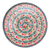 A picture of a Polish Pottery Round Tray (Tulip Burst) | AE93-U4226 as shown at PolishPotteryOutlet.com/products/round-tray-tulip-burst-ae93-u4226