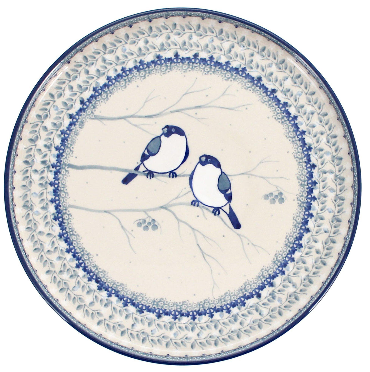 Tray, Round, 10" in "Bullfinch on Blue" by Ceramika Artystyczna | AE93-U4830