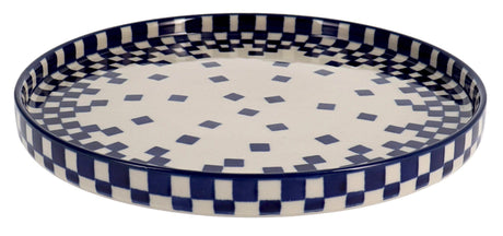 Tray, Round, 10" in "Blue Checkers" by Ceramika Artystyczna | AE93-U4851