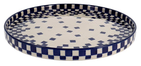 Polish Pottery Round Tray (Blue Checkers) | AE93-U4851 Additional Image at PolishPotteryOutlet.com