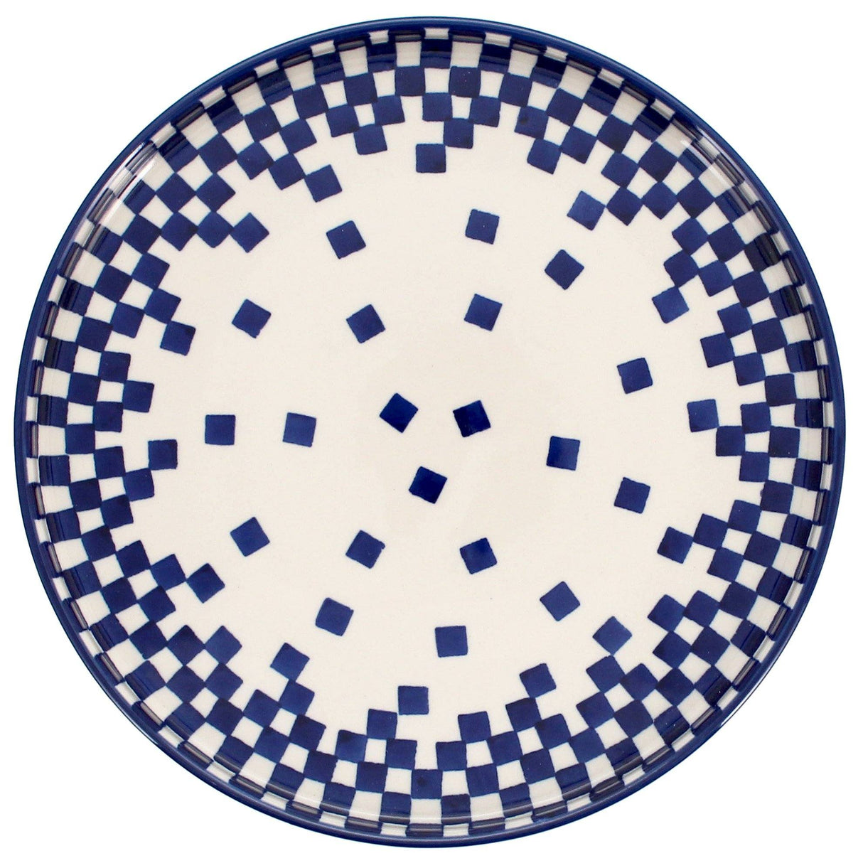 Tray, Round, 10" in "Blue Checkers" by Ceramika Artystyczna | AE93-U4851