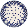 Polish Pottery Round Tray (Blue Checkers) | AE93-U4851 at PolishPotteryOutlet.com